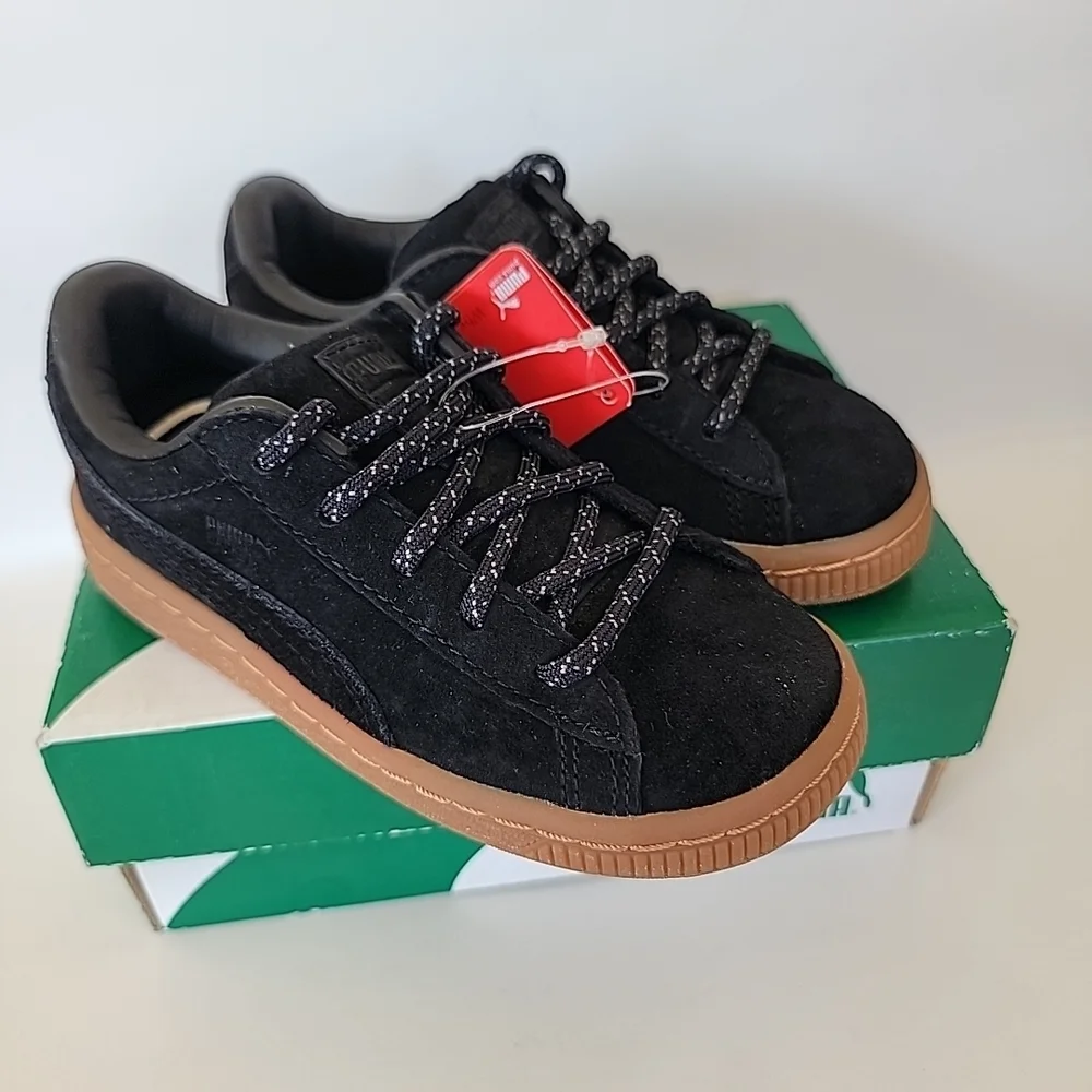 PUMA Basket Classic Winterized Kid’s Shoes in Puma Black, Sz. US 9C